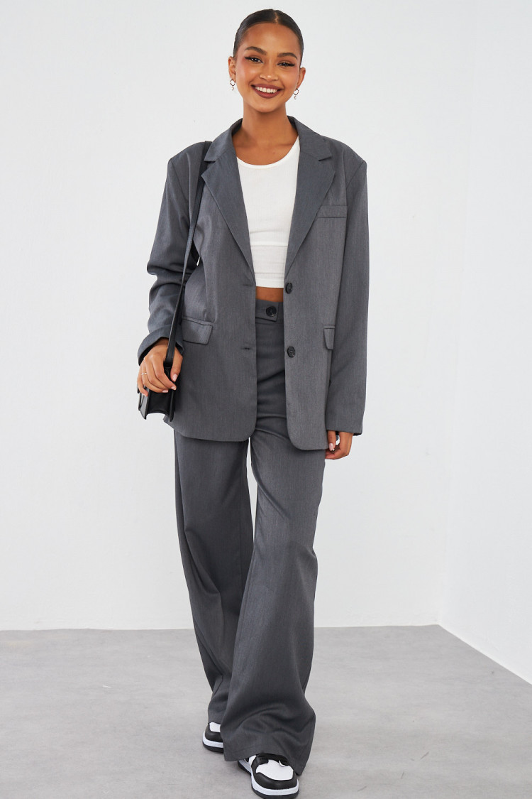 Blazer oversize gris chiné