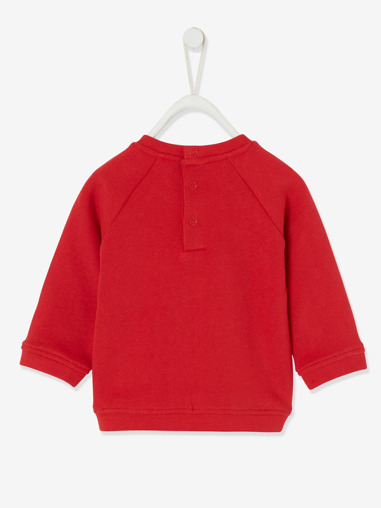 Moletom natalino com mensagem, para bebê menino, vermelho escuro liso com estampas.