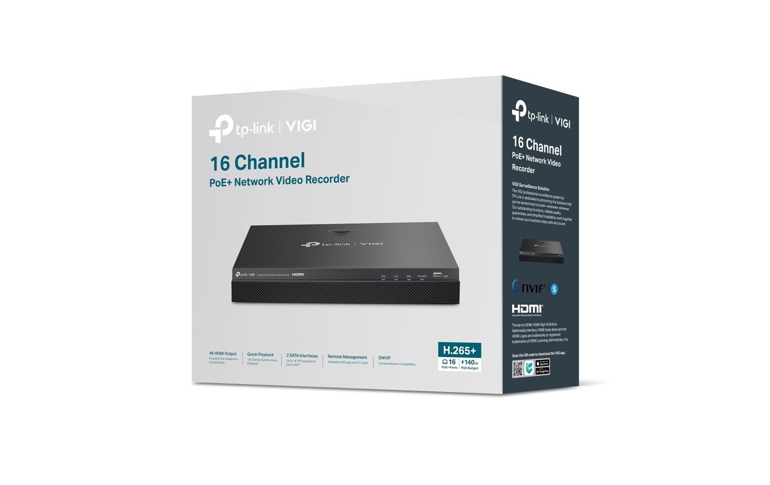 Netzwerkrekorder + VIGI NVR2016H-16MP 0 TB, 16 Kanal<br>VIGI 16-Kanal PoE+ Netzwerk-Videorekorder Integrierte 2 TB-Festplatte