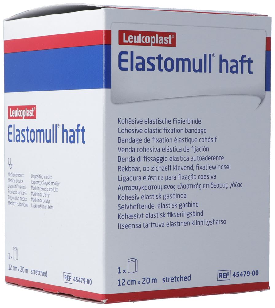 ELASTOMULL haft Gazebinde<br>1 Stück, Rolle, 20mx12cm, weiss