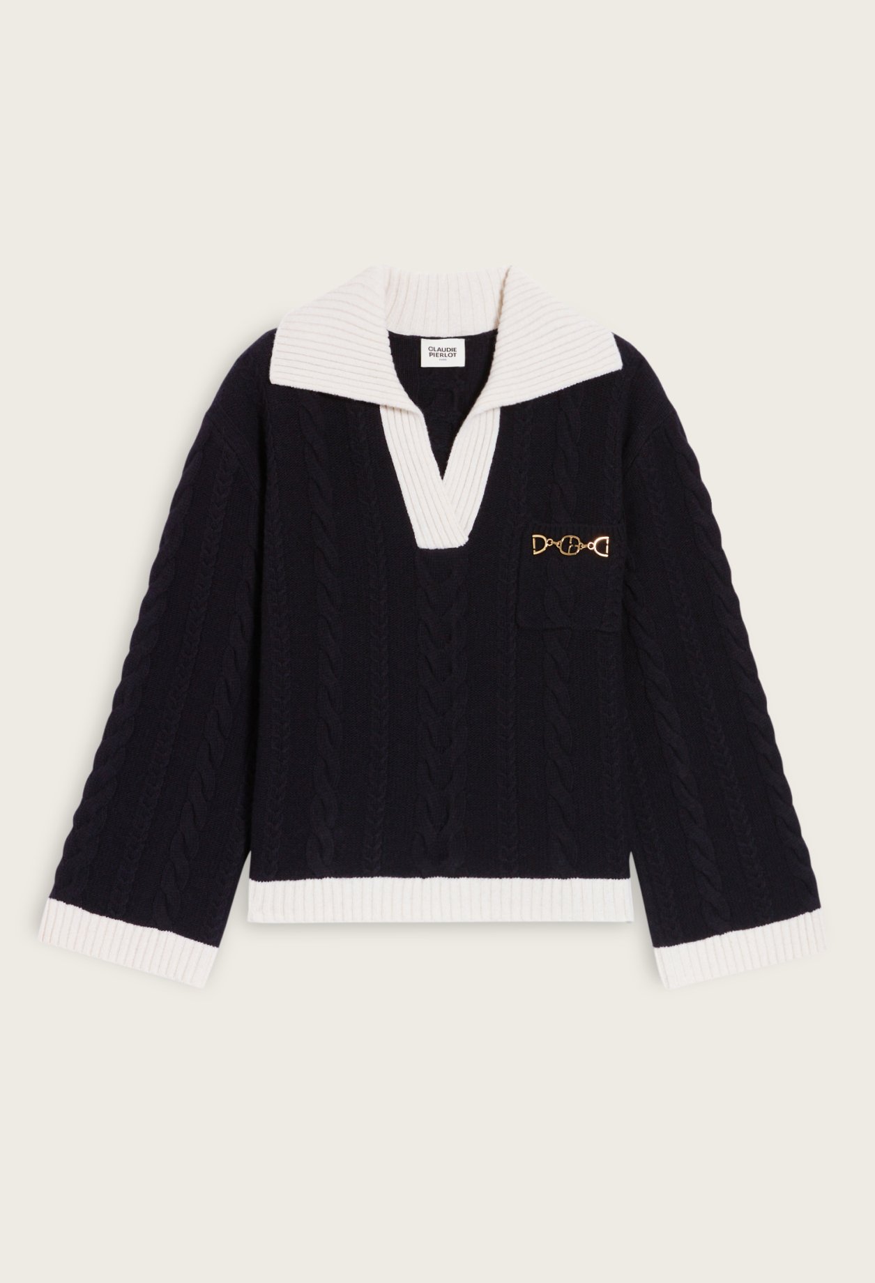 Pull torsade bleu marine