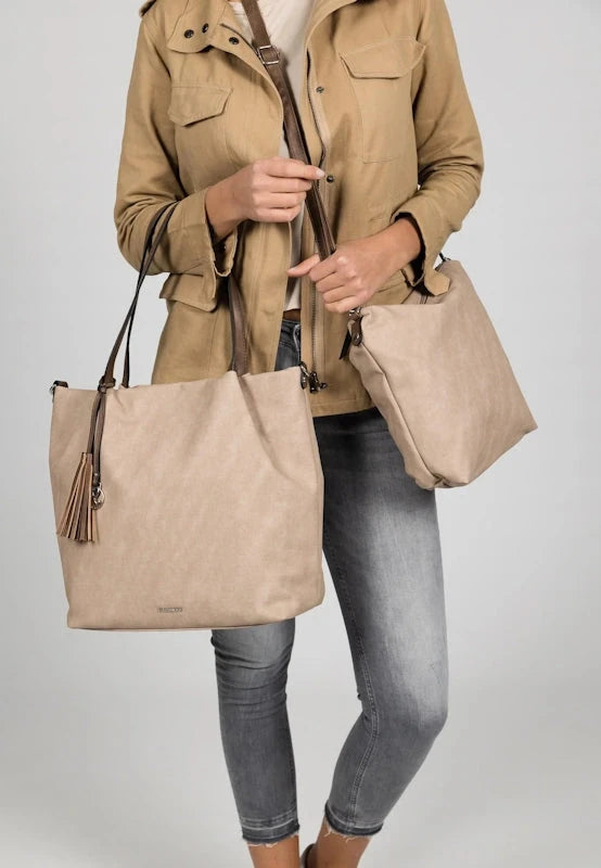 Emily & Noah Elke Bag in Bag Shopper L Sand-Kombi