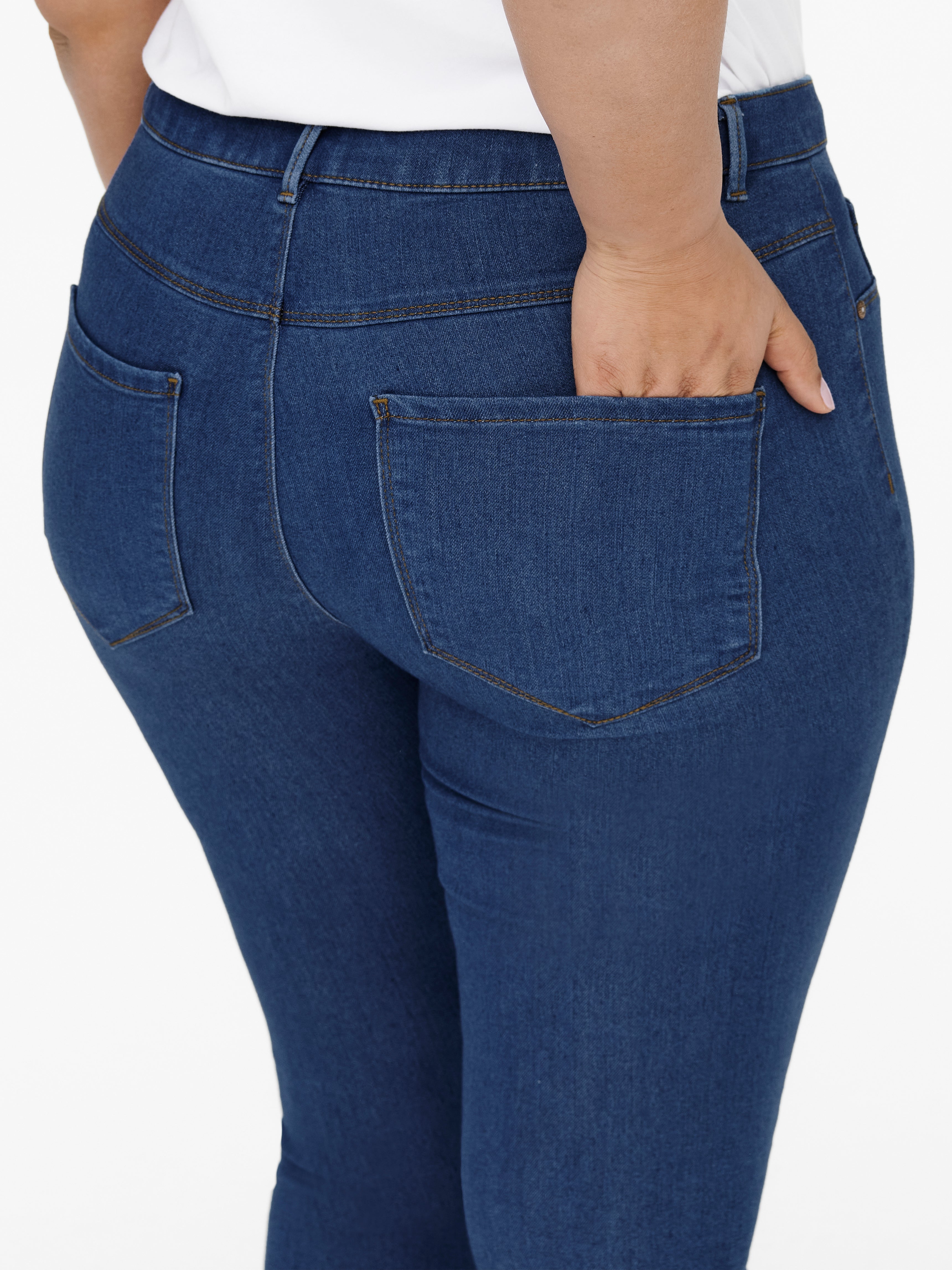 CARTHUNDER Mittlere Taille Skinny Fit Jeans Medium Blue Denim
