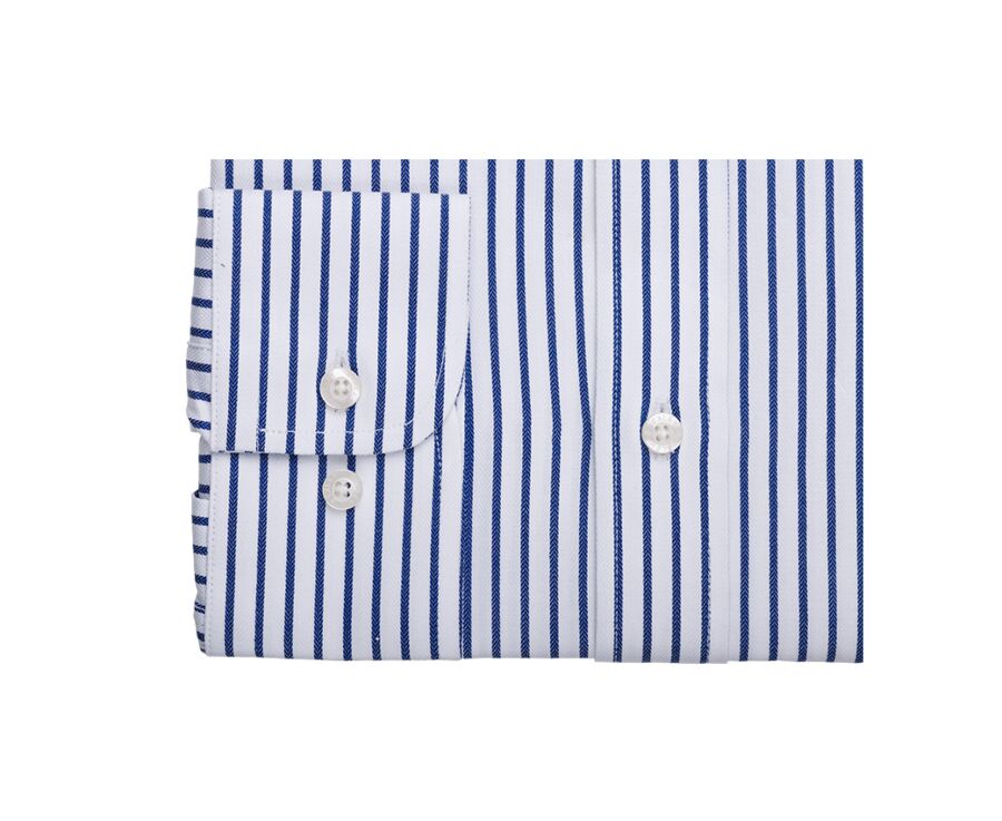 Chemise homme blanches à rayures navy - LÉONEL