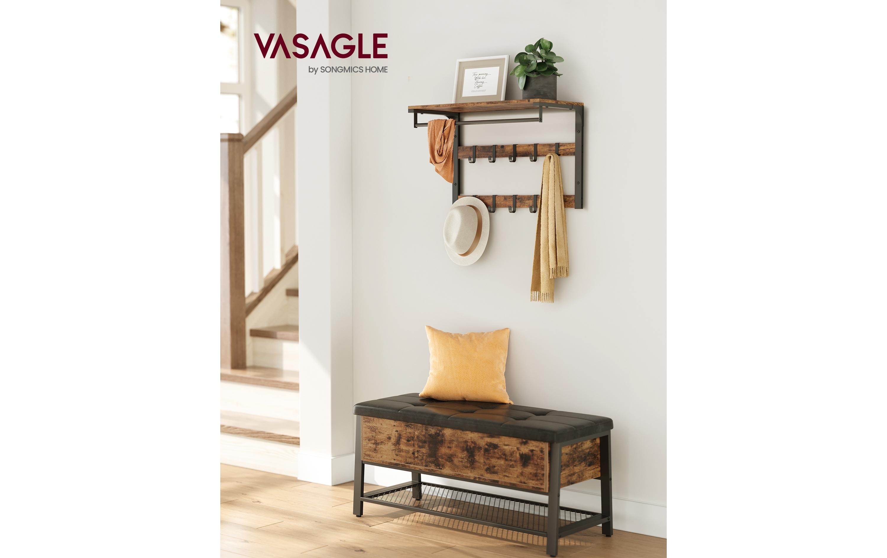 Wandgarderobe mit Ablage 65 x 42 cm, Braun/SchwarzWandgarderobe