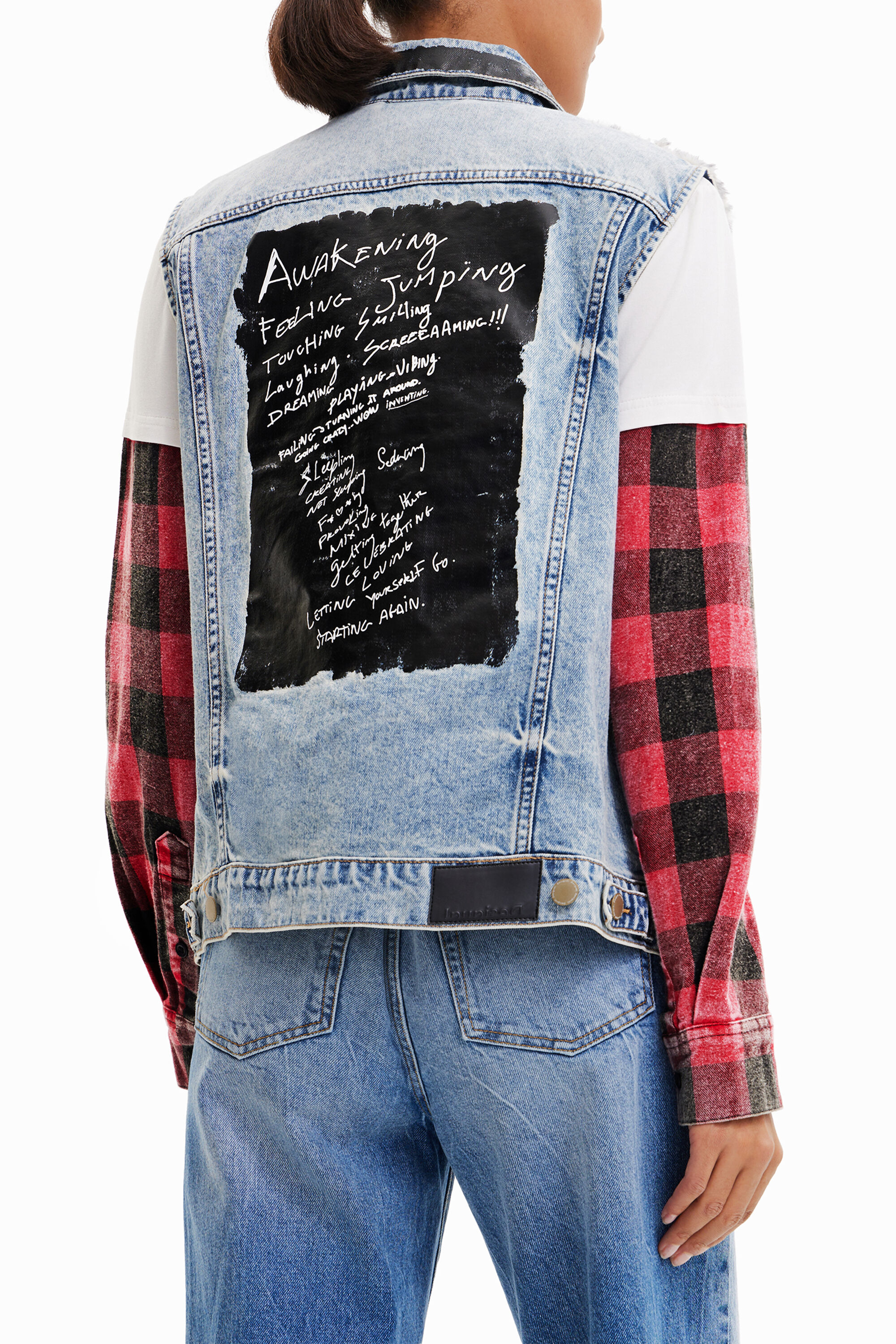 Gilet en jean imprimé animal