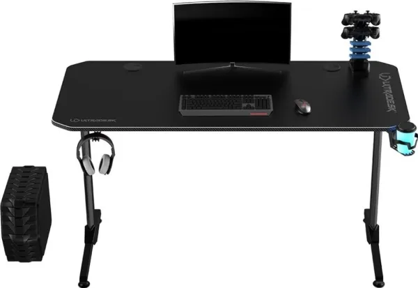 Ultradesk Frag Gaming Desk, sort med sort måtte