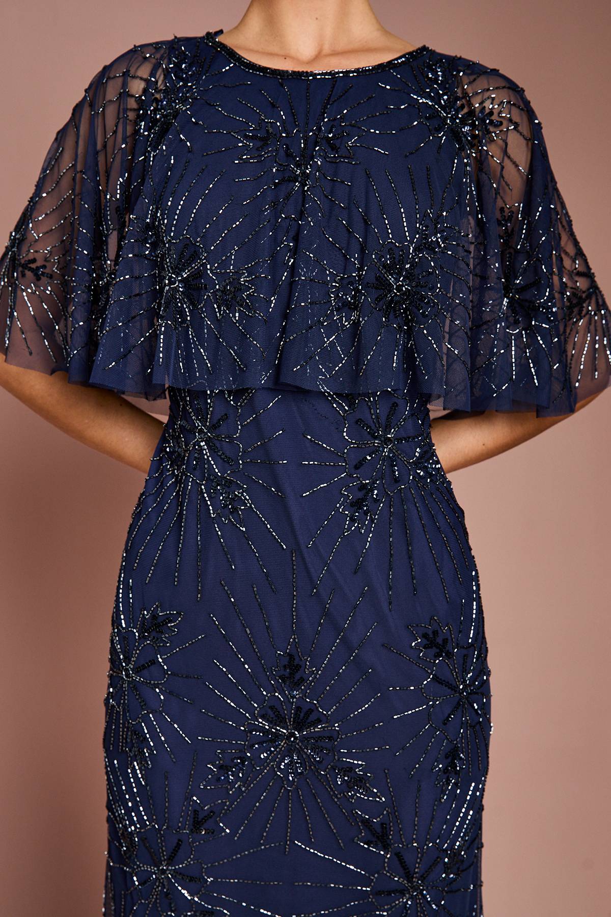 Coast Robe Mi-Longue à Cape Ornée de Motifs Floraux