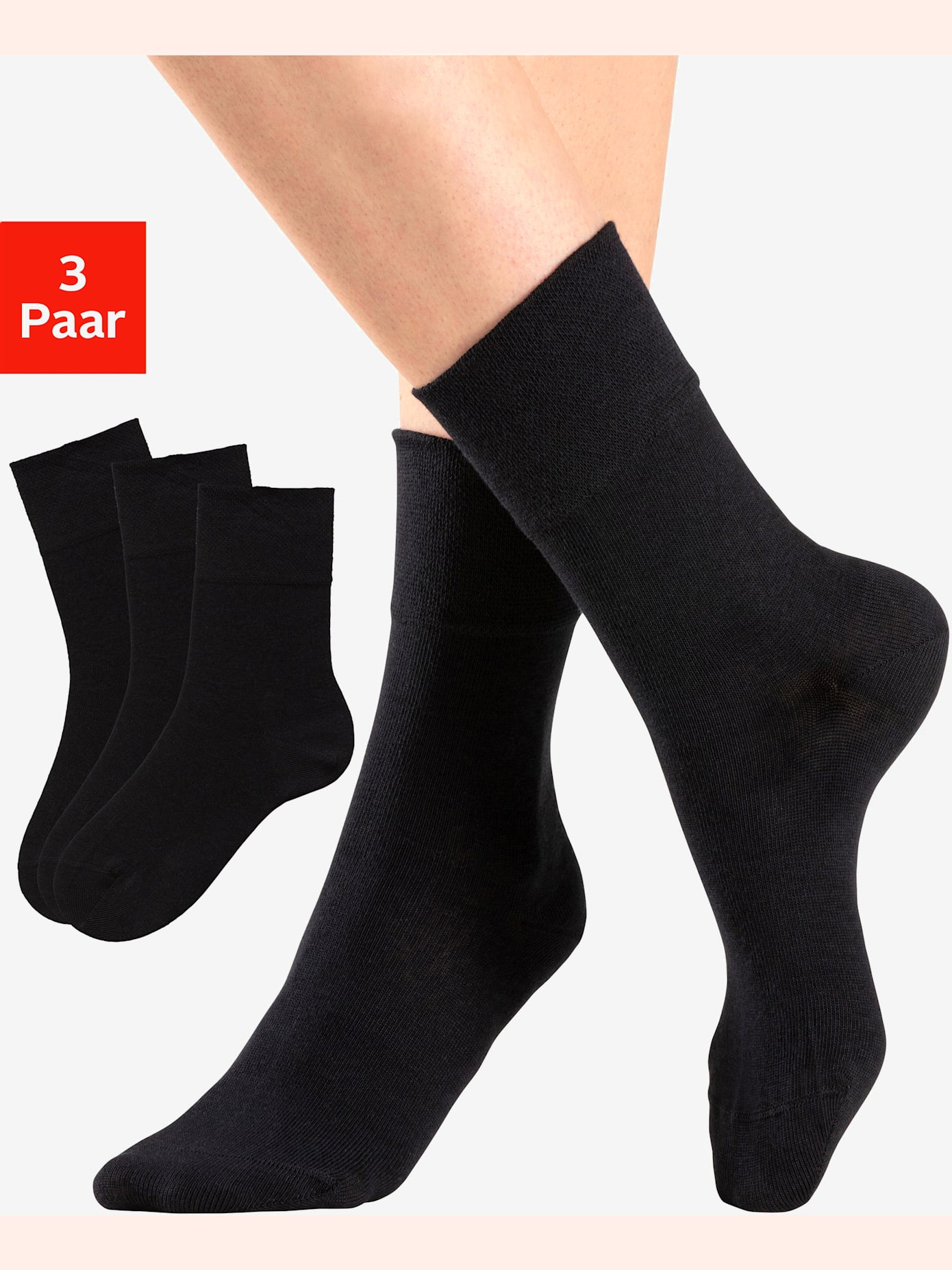 Chaussettes lot de 3 paires de socquettes, adaptées aux diabétiques