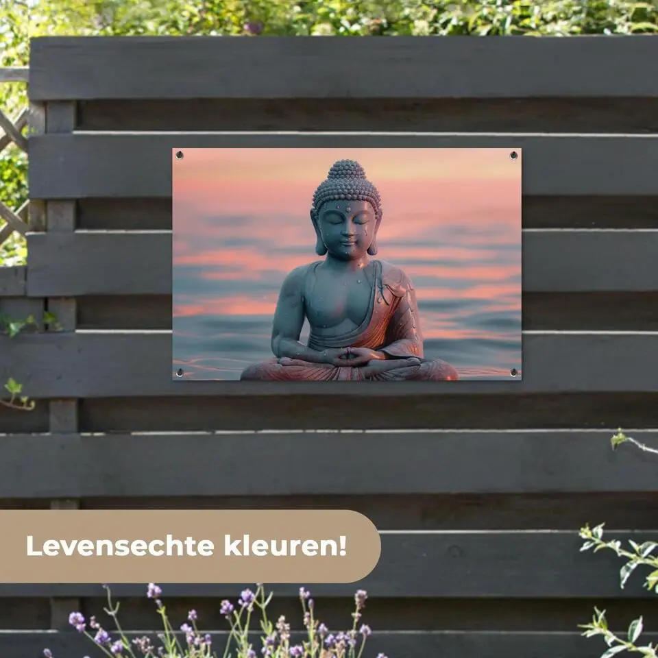 MuchoWow Tuinposter 90x60cm Boeddha Beeld Buddha Water
