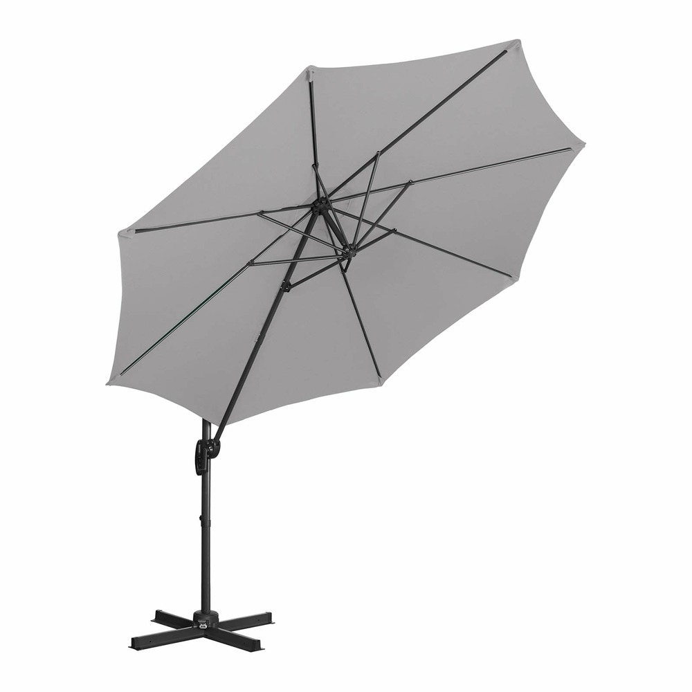 Parasol déporté rond diamètre 300 cm inclinable et pivotant gris foncé