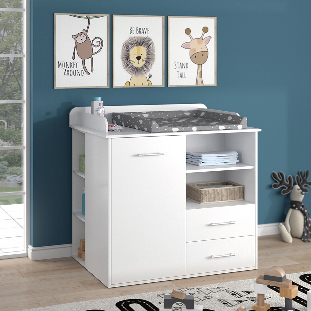 Vicco Wickelkommode Wickeltisch Wickelschrank Lea Weiß Wickelaufsatz Schublade