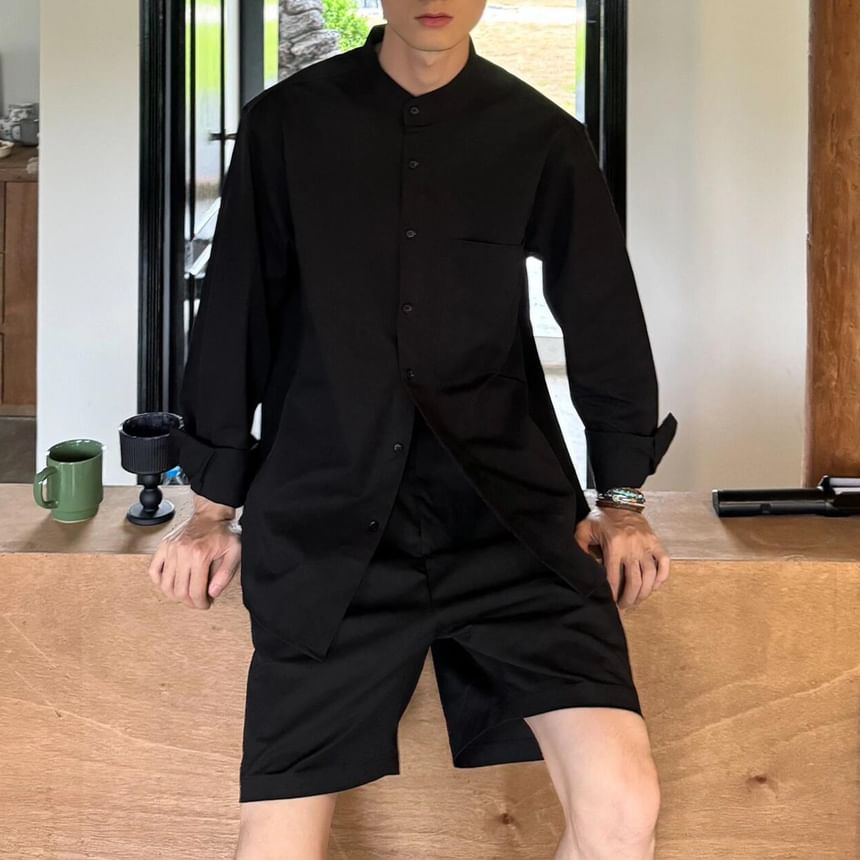 DragonRoad - Mid Rise Plain Wide Leg Shorts