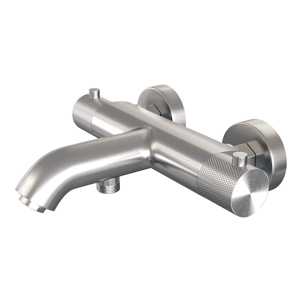 Brauer Brushed Carving thermostatische badkraan met glijstang en 3 standen handdouche RVS geborsteld PVD