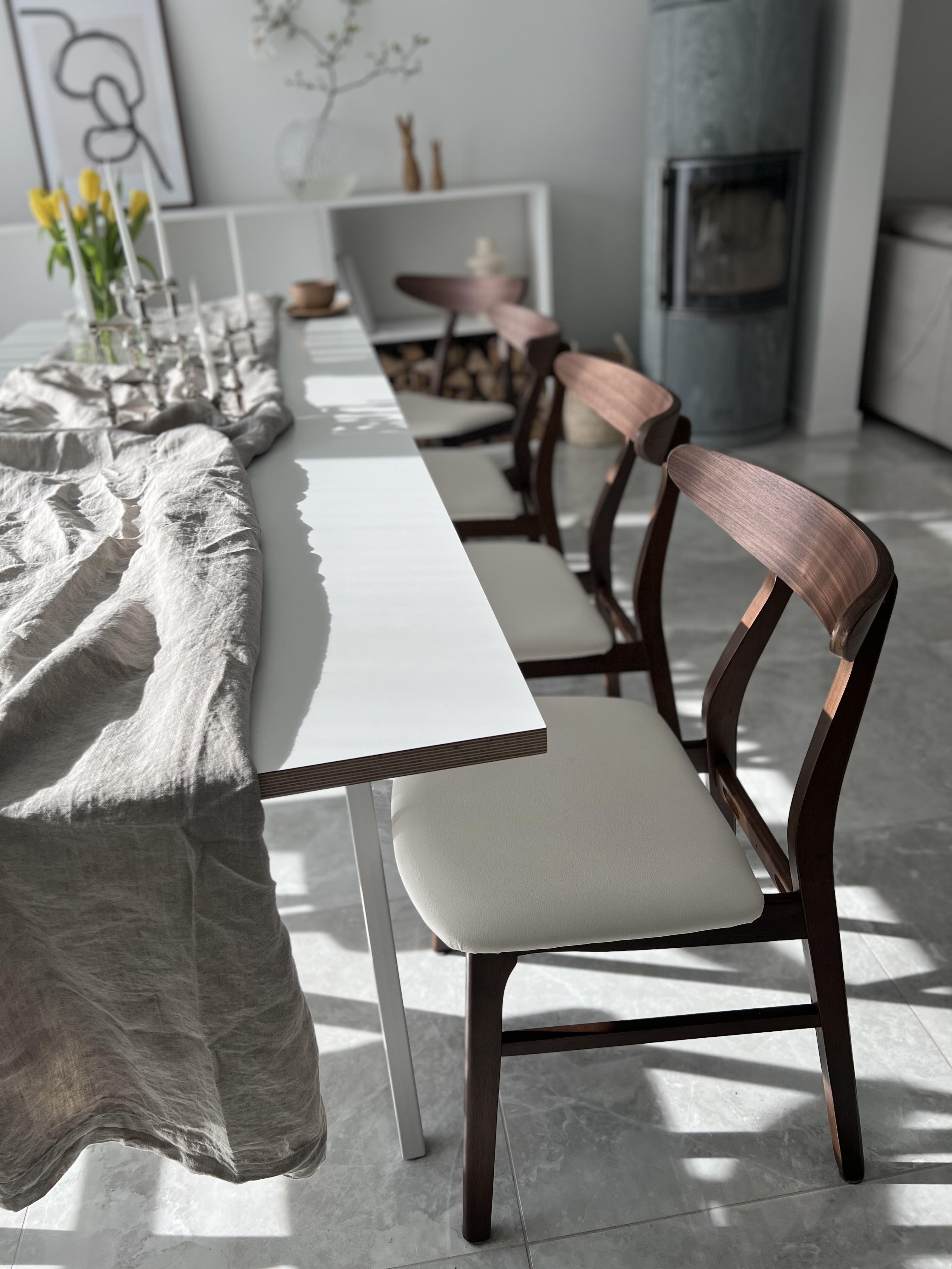 Set van 2 eetkamerstoelen LYNN Hout Donkerbruin/wit