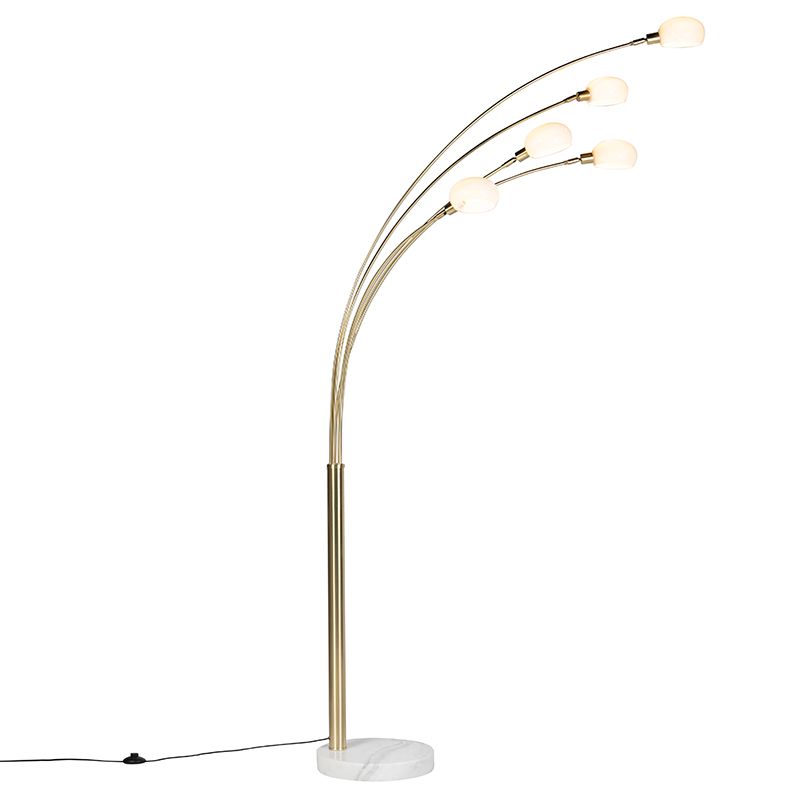 Art deco vloerlamp goud 5-lichts - Sixties Marmo