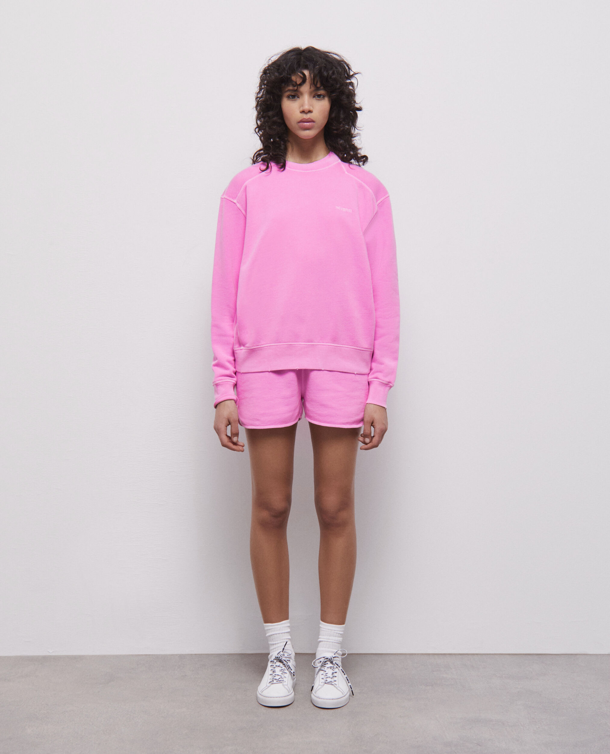 Sweatshirt rose fluo avec logo