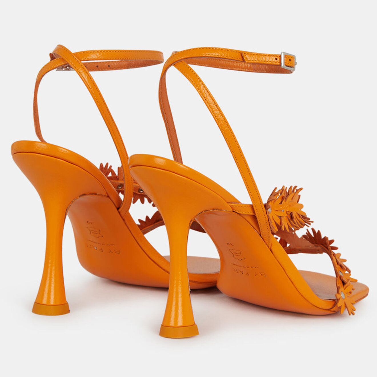By Far Sandales en Cuir orange - Talon 9 cm