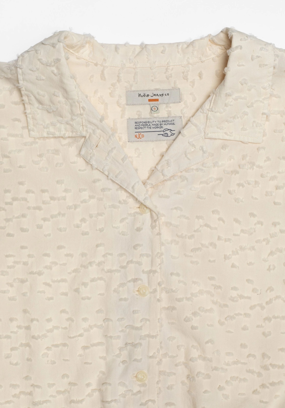 Nudie Jeans Hemdbluse Juni Fringe Shirt Offwhite