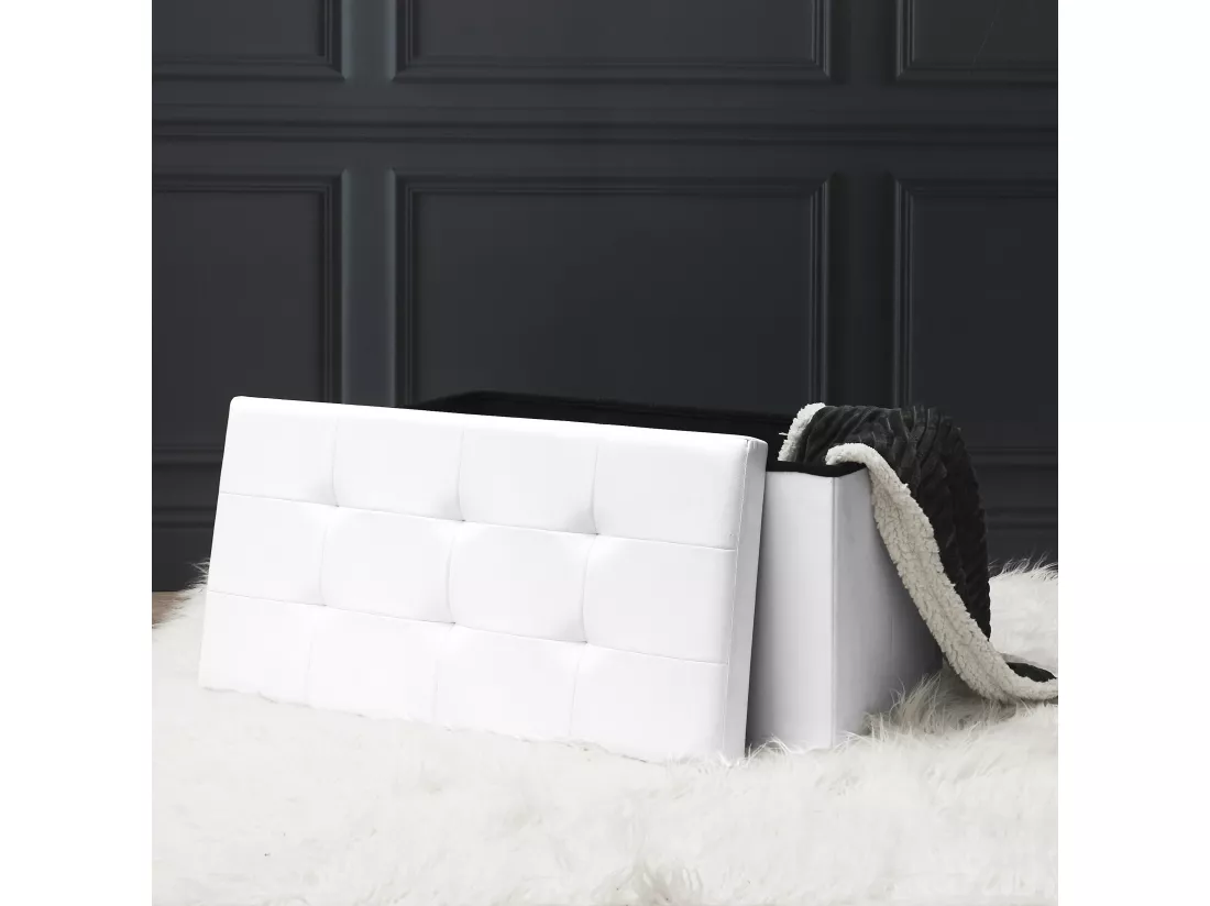 Coffre Banc Pliable Pu Blanc