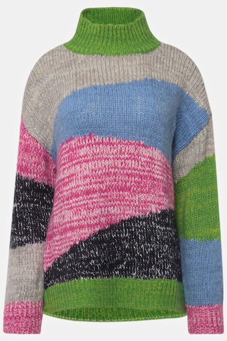 Rollkragen-Pullover, Colorblocking