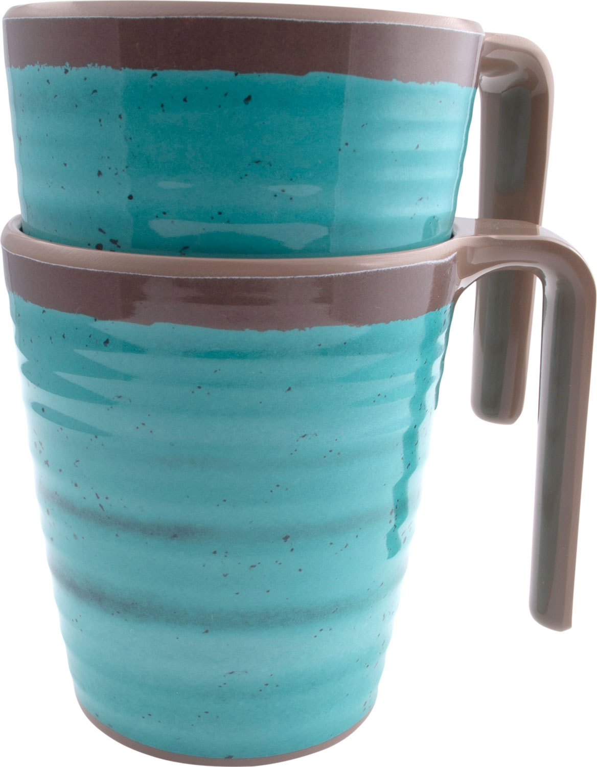 Bo-Camp Melamin Henkelbecher 400 ml Set 4 Stück blau / braun