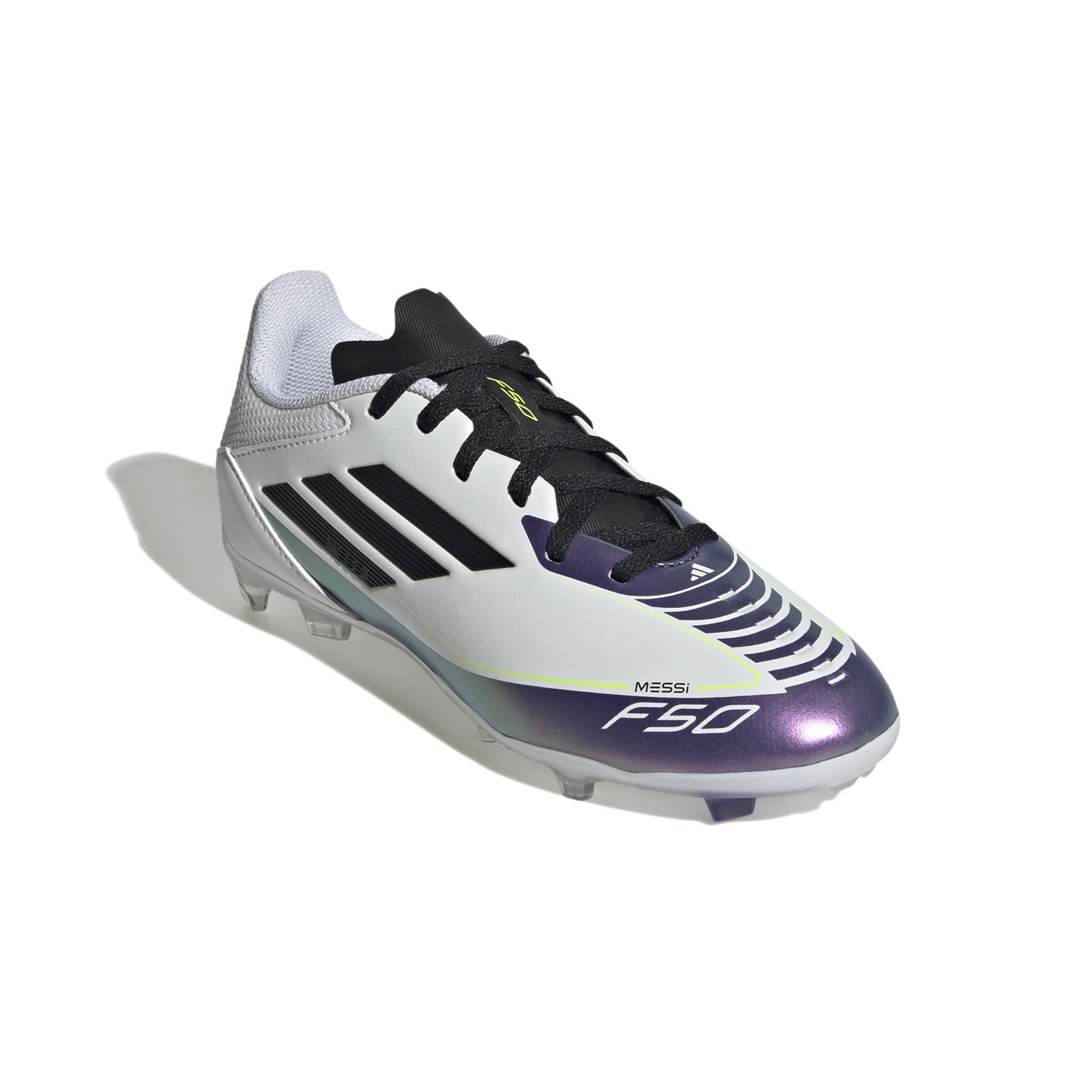 Adidas F50 Messi League Gras / Kunstgras Voetbalschoenen (MG) Kids Wit Paars Zwart