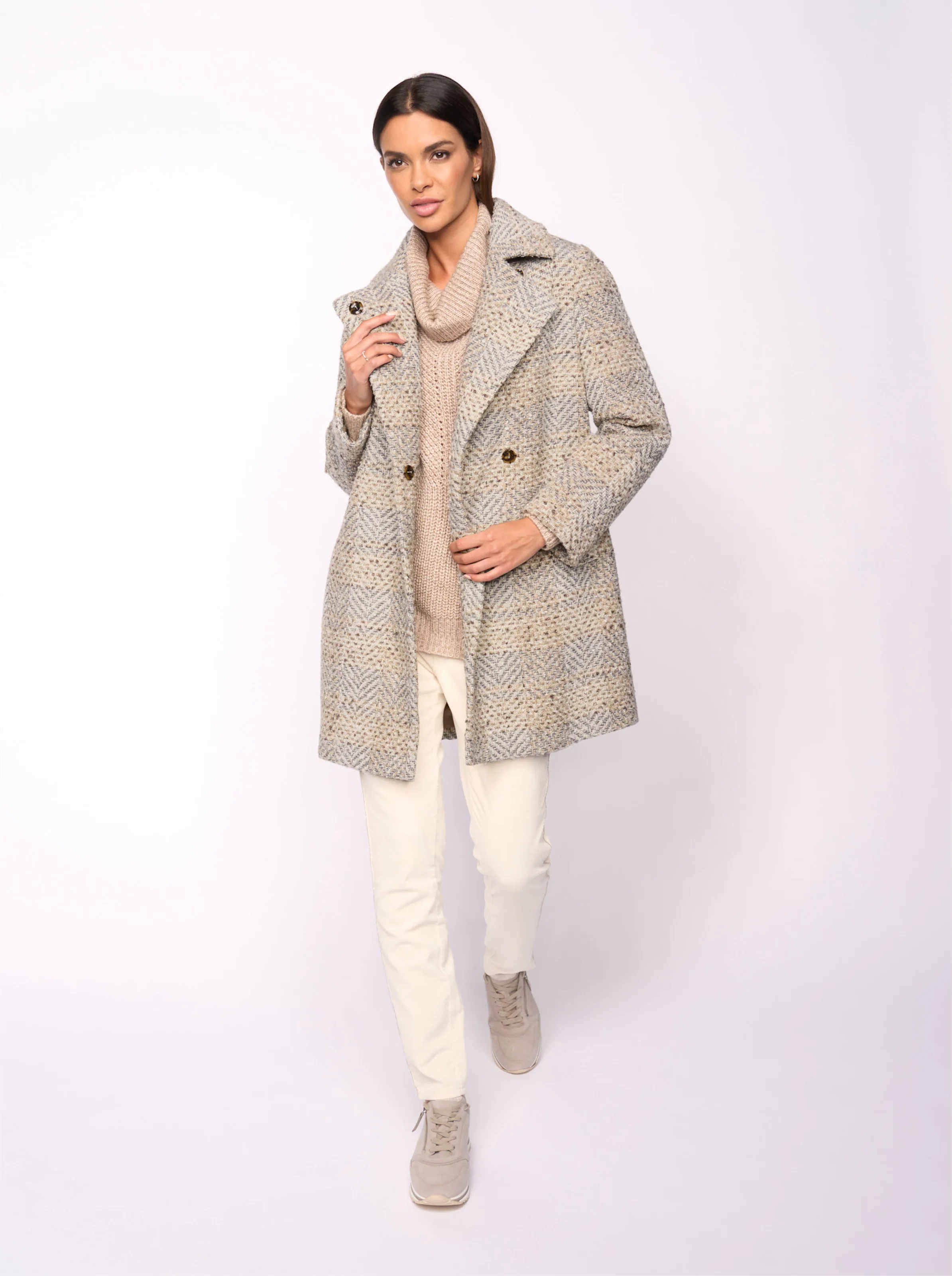 heine Jacke in grau-camel-gemustert
