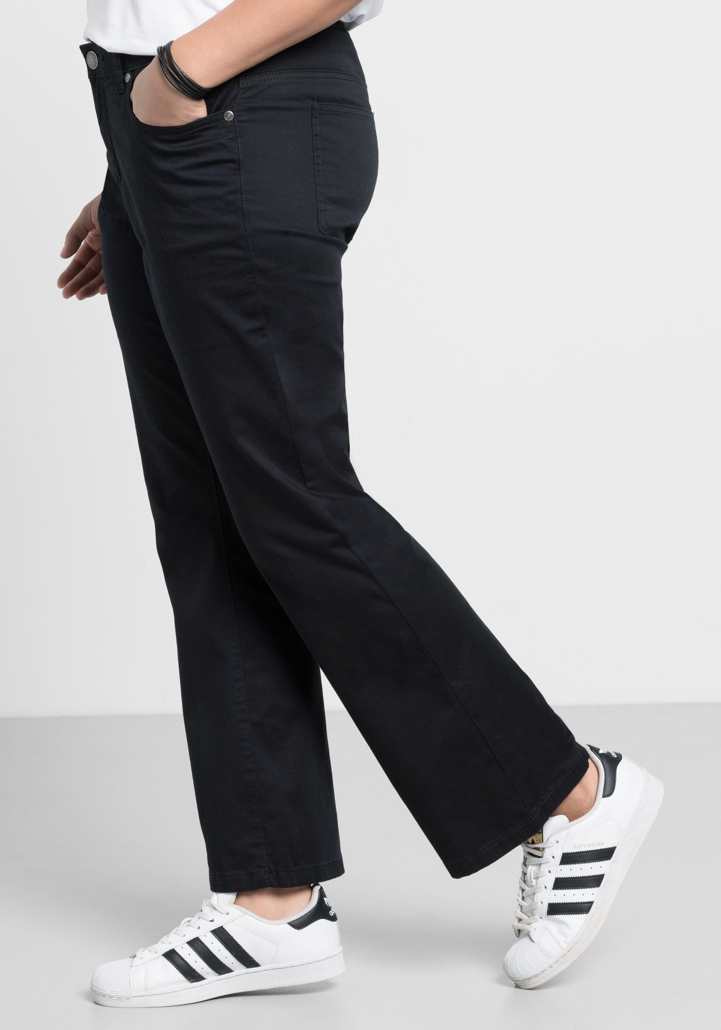 Bootcut-Hose aus elastischem Baumwoll-Twill