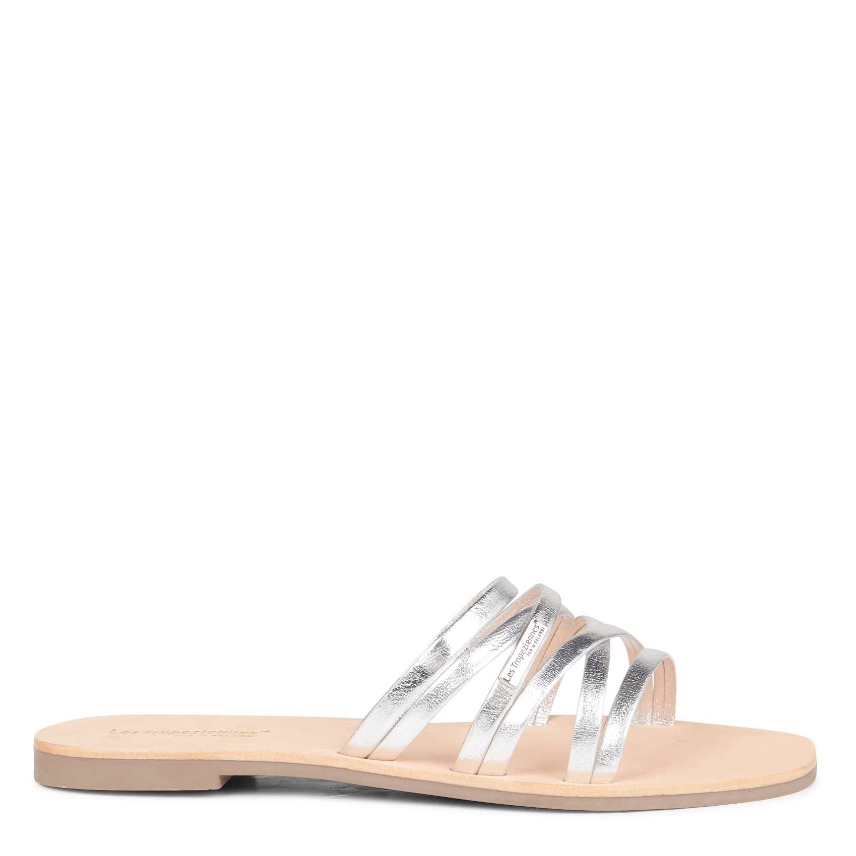DILOU - Sandales plates métallisées en cuir | Blanc