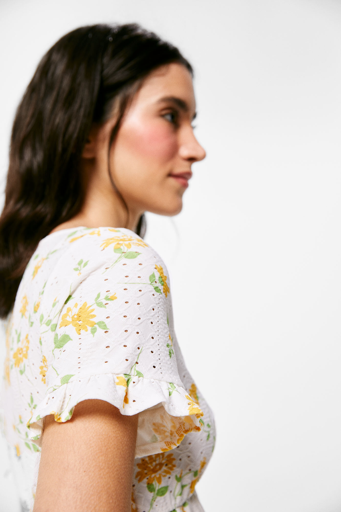 Blusa peplum perfurada - estampa laranja