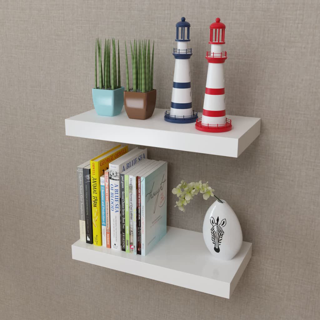 Boeken-/dvd-planken, 2 stuks, wit, MDF