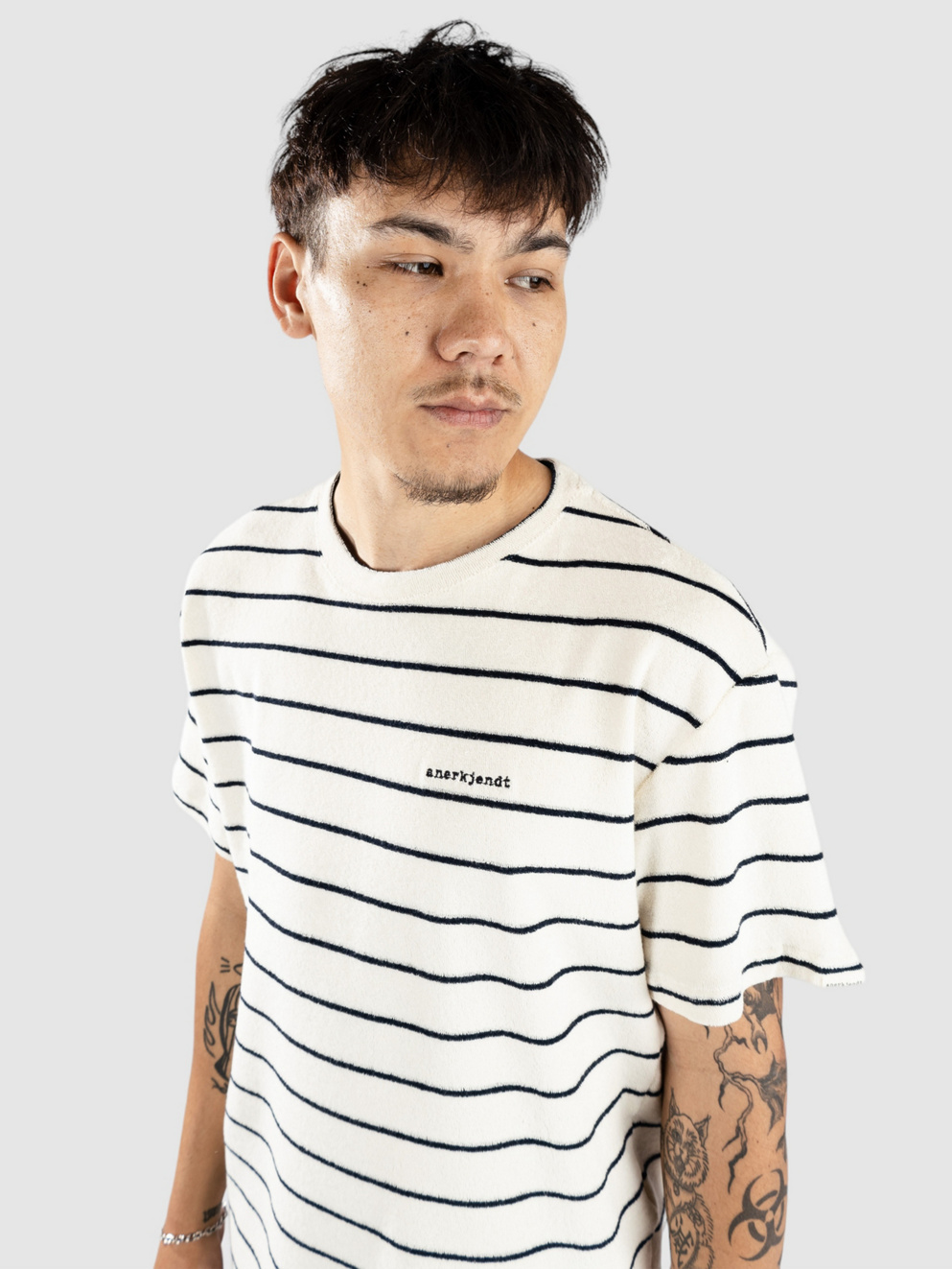 Anerkjendt Akkiikki S-S Frotte Stripe T-Shirt sky captain