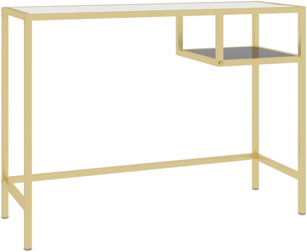 Schreibtisch aus gehärtetem Glas, transparent, Schreibtisch aus Glas und Stahl, für Büro, stabil und modern, 100 x 36 x 74 cm