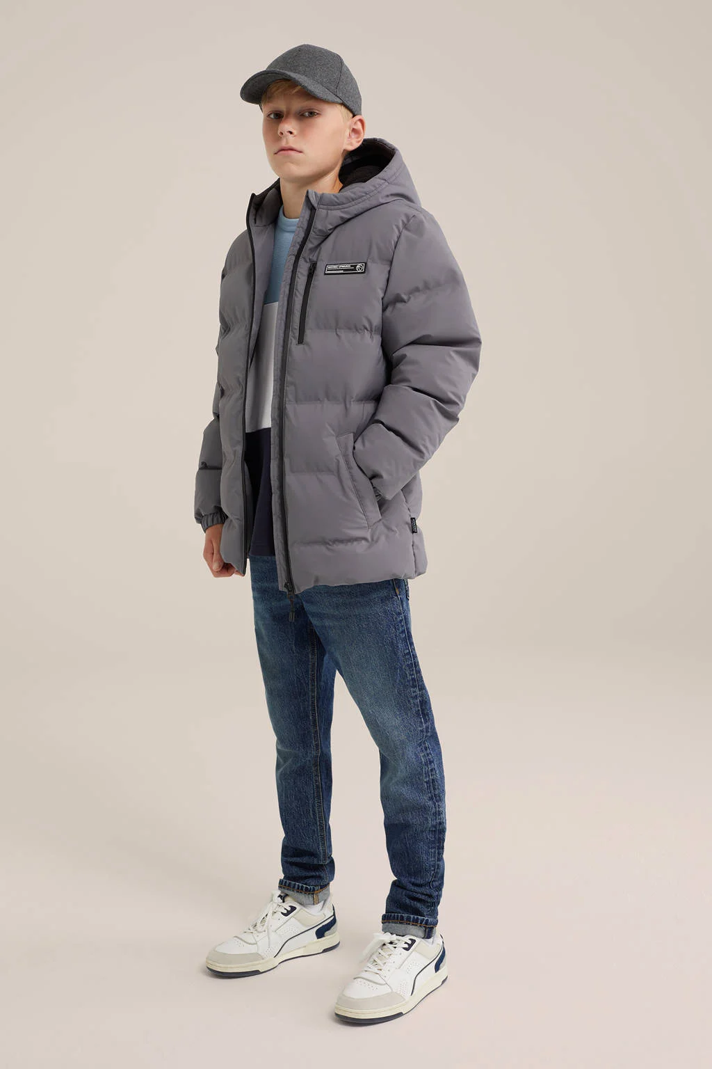 WE Fashion gewatteerde winterjas grijs