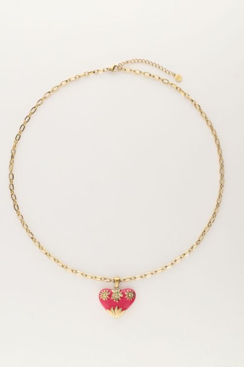 Art schakelketting met roze vintage hart