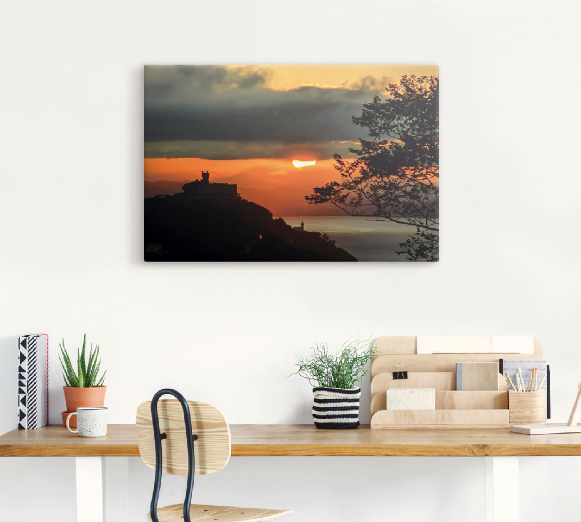 Artland Leinwandbild »Sonnenuntergang San Sebastian Donostia« Sonnenaufgang & -untergang 1 Stk. tlg. auf Keilrahmen gespannt