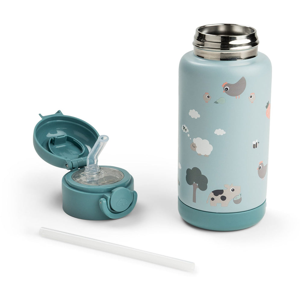 Køb DonebyDeer Blue Tiny Farm Insulated Sugerør Flaske