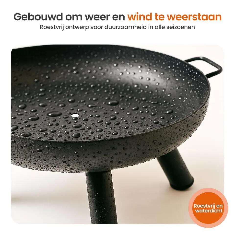 Goliving Vuurschaal - Vuurkorf - Tuinhaard - Staal - Ø 60cm - Zwart