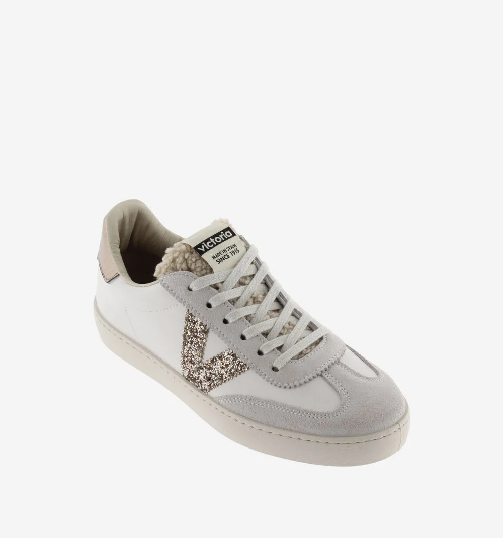 BERLÍN CYCLISTE EFFET CUIR & PEAU DE MOUTON Baskets pour femmes avec détails glitter HIELO