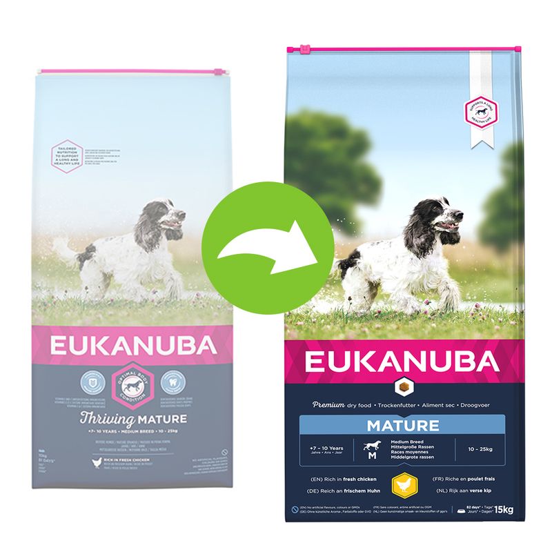 Eukanuba Thriving Mature Medium Breed, poulet à prix discount sur bitiba.fr