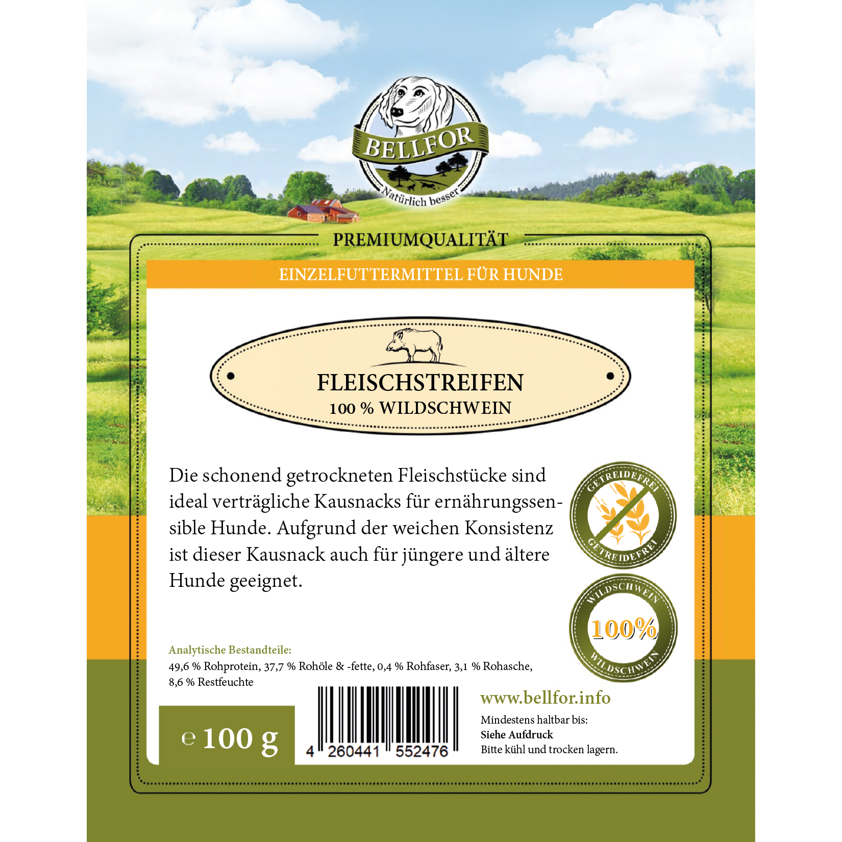 Snack pour chien - lanières de viande sanglier - fleischstreifen wildschwein - 100g