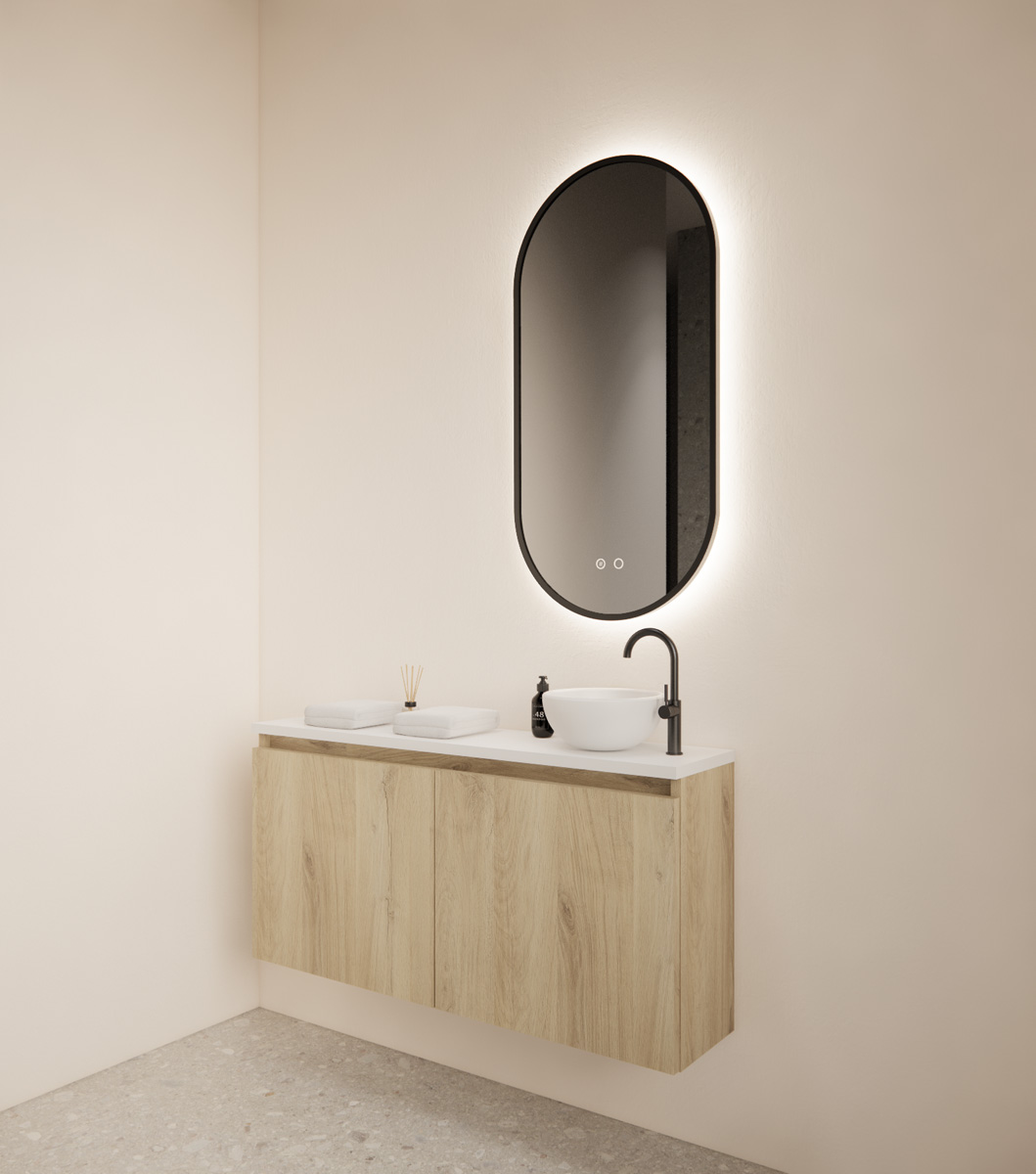 Gliss Design Echo toiletmeubel 100cm artisan eiken met toppaneel wit mat