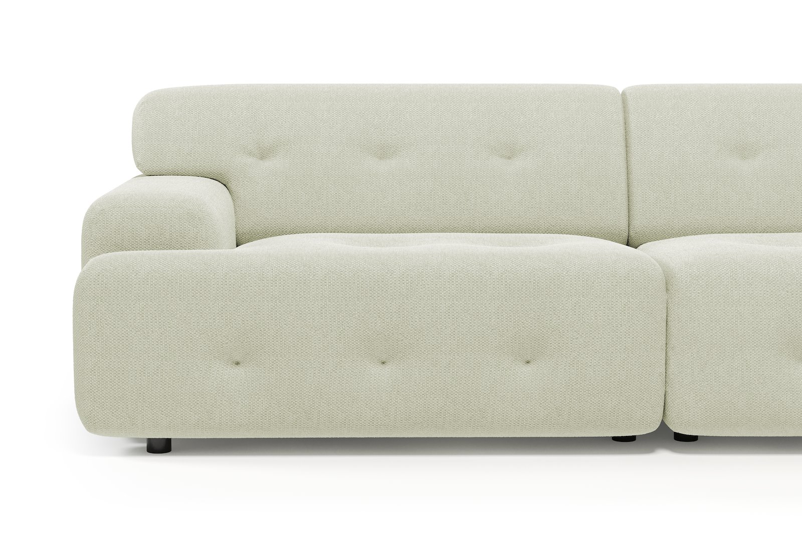 Bob 3-seter Tekstil Mito 01 Antique White med sorte ben.