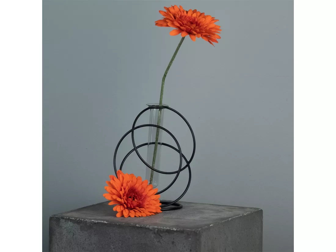 VASE À FLEURS Fleur Métal avec tube à essai noir