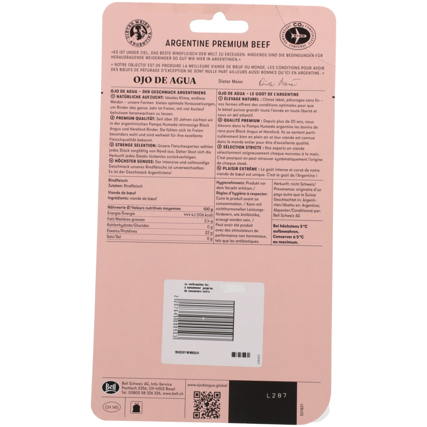 Ojo de Agua Rindshuft Steak ca. 220g