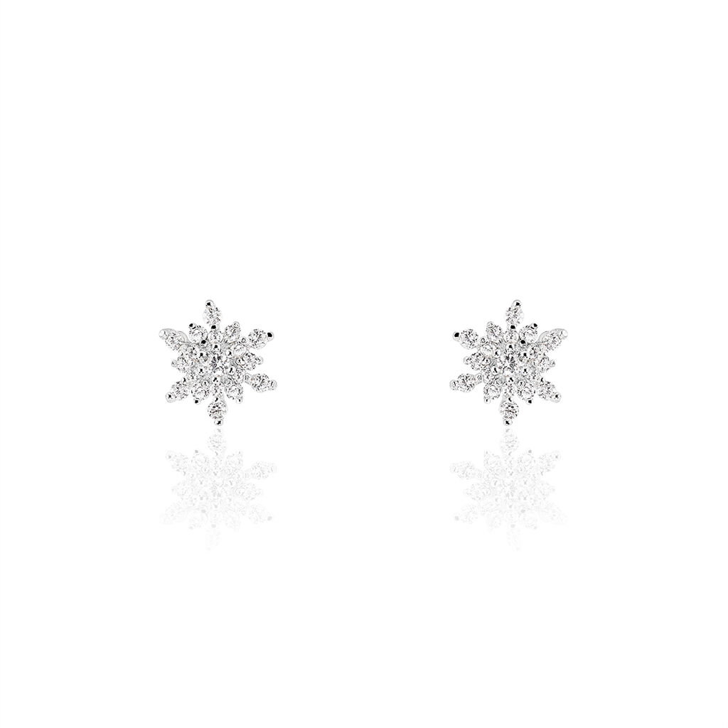 Boucles D'oreilles Puces Cyriac Argent Blanc Oxyde De Zirconium