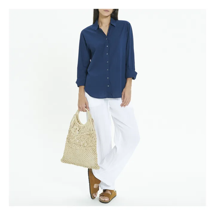 Xirena Chemise Beau Popeline de Coton | Bleu marine