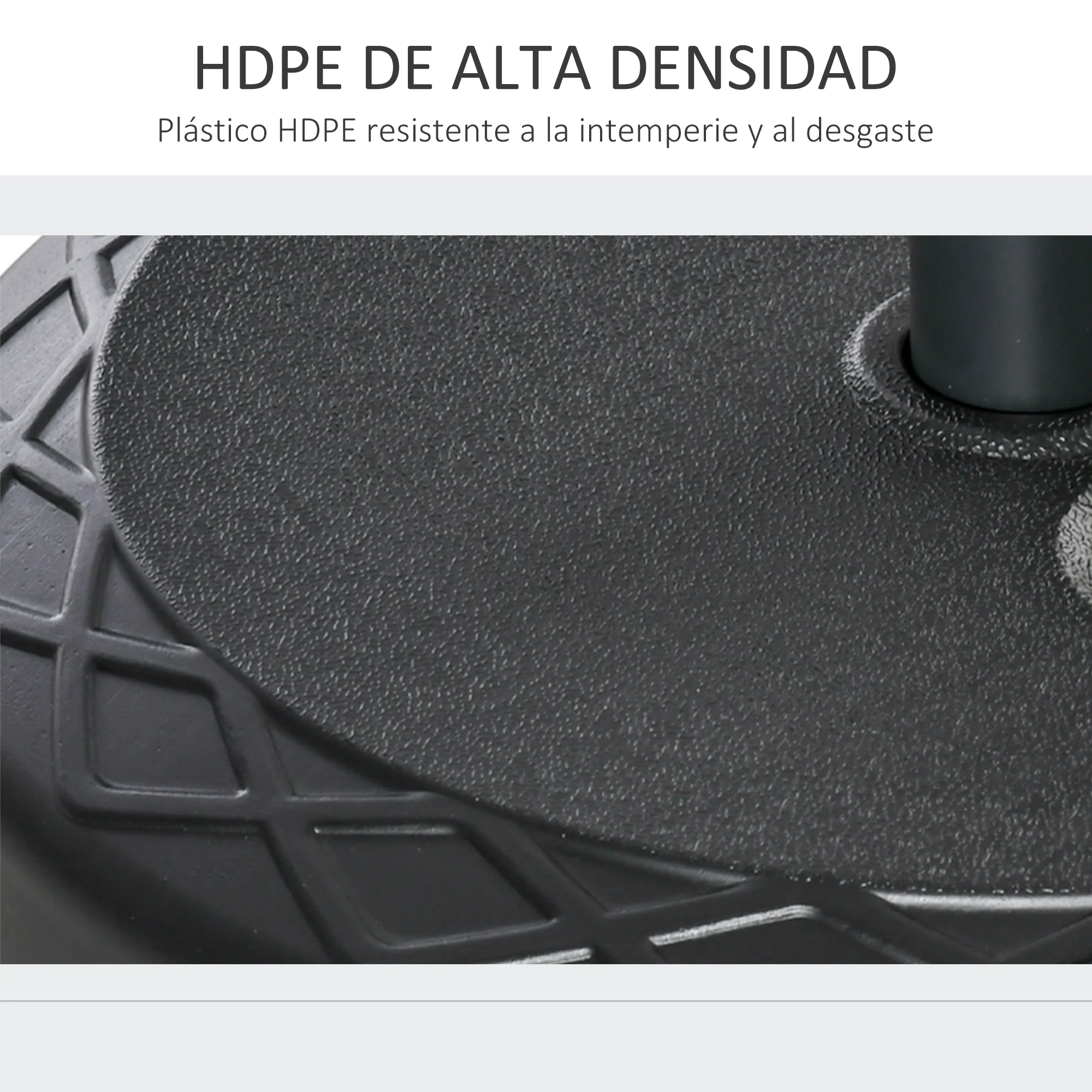 Base para guarda-sol Outsunny com enchimento de água, capacidade de 30 kg, suporte redondo para guarda-sol adequado para hastes de 38 mm e 48 mm, metal e plástico, para jardim e pátio, Ø55x38 cm, preto