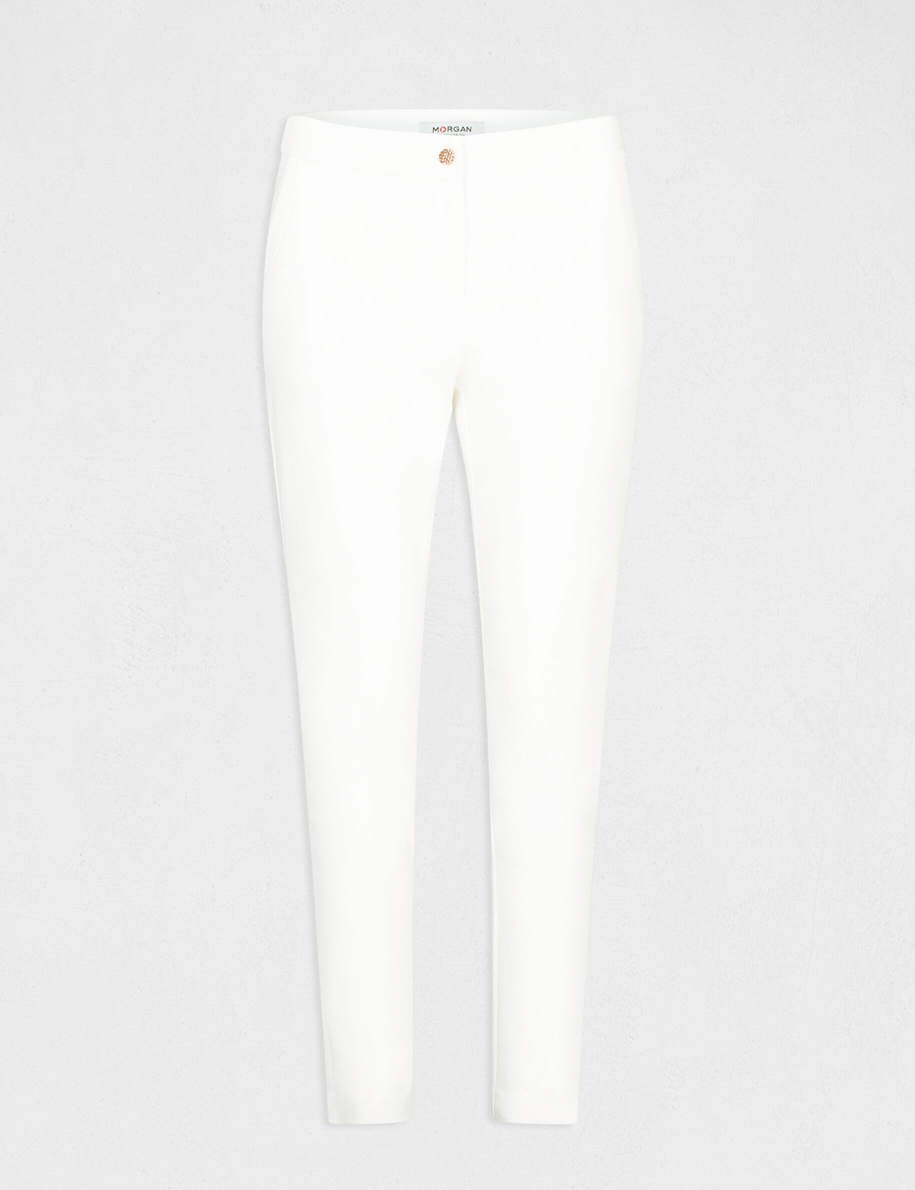 Pantalon city droit 7/8ème ecru femme - ecru